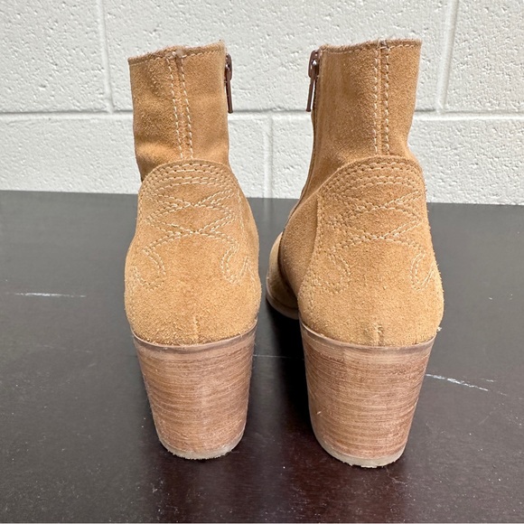 Texto Italian Suede Heeled Boots Tan size 39 8.5 side zip western design leather - Picture 4 of 9